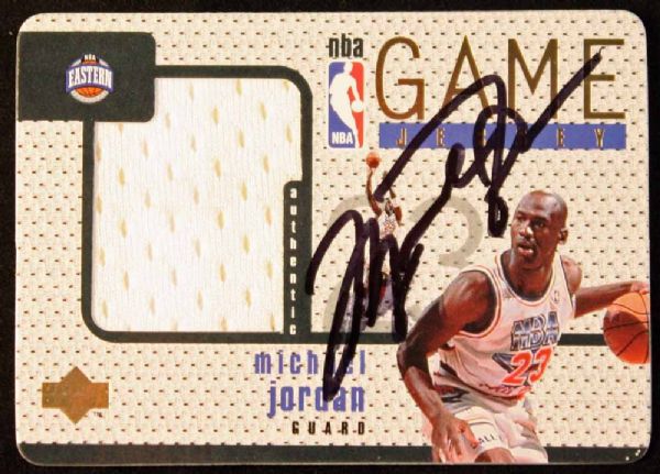1997-98 Michael Jordan Ultra Rare Signed Upper Deck #GJ-13 - Jordans First Jersey Card! (UDA)