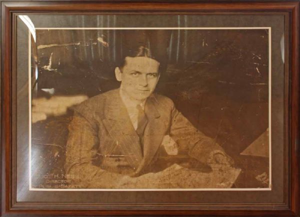 Eliot Ness Signed MASSIVE 28" x 39" Portrait Photograph - Only One Known to Exist! (JSA)