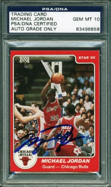 Michael Jordan Signed 1984-85 Star Card #101 - PSA/DNA Graded GEM MINT 10! (UDA)