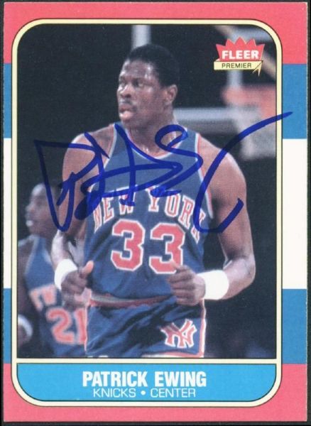 Patrick Ewing Signed 1986-87 Fleer Basketball Card #32 (Steiner)