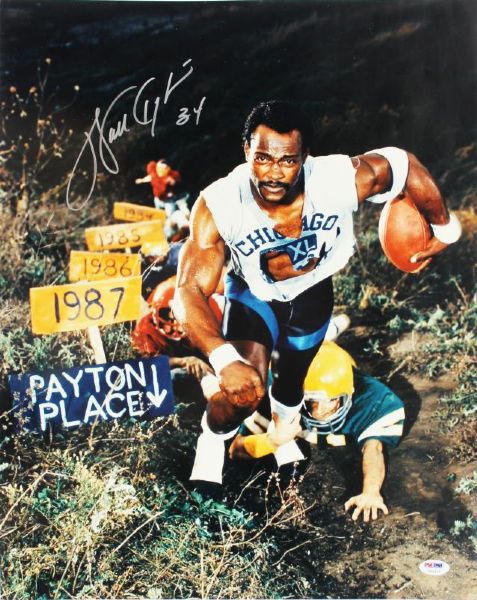 Walter Payton Superb Signed 16" x 20" Color Photo (PSA/DNA)