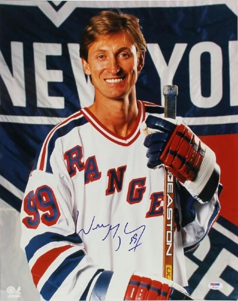 Wayne Gretzky Signed 16" x 20" Color Photo w/Rangers - PSA/DNA Graded GEM MINT 10!