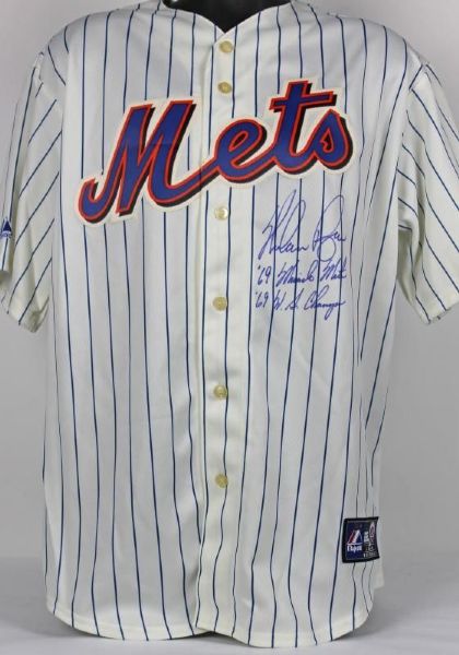 Nolan Ryan Signed NY Mets Vintage Style Jersey w/"69 Miracle Mets, 69 WS Champs" Insc. (PSA/DNA)