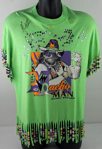 Macho Man Randy Savage Ring Worn & Signed Custom "Reinstate Macho Man" Shirt - Worn in Infamous "Cobra" Attack! (PSA/DNA)
