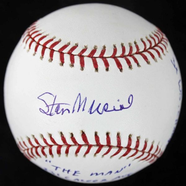 Stan Musial Signed OML "Stat" Baseball with 11 Career Stats - PSA/DNA Graded GEM MINT 10!