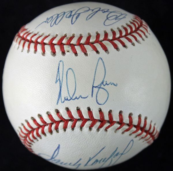 No Hit Kings: Ryan, Koufax & Feller Signed OAL Baseball (PSA/DNA)