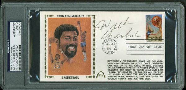 Wilt Chamberlain Signed First Day Cover (1991) (PSA/DNA)