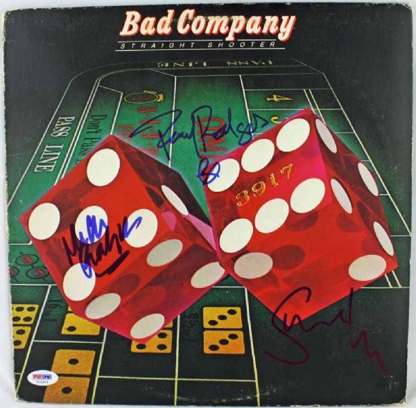 Bad Company Group Signed "Straight Shooter" Album w/ 3 Signatures (PSA/DNA)