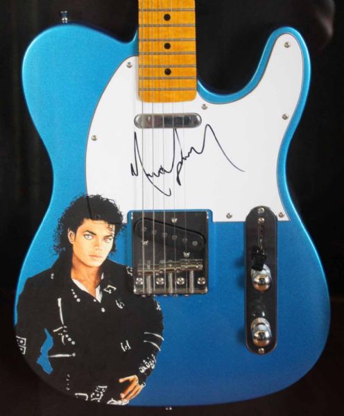 Michael Jackson Signed Telecaster Style Guitar with One-of-a-Kind Hand Painted Portrait Artwork (PSA/DNA)