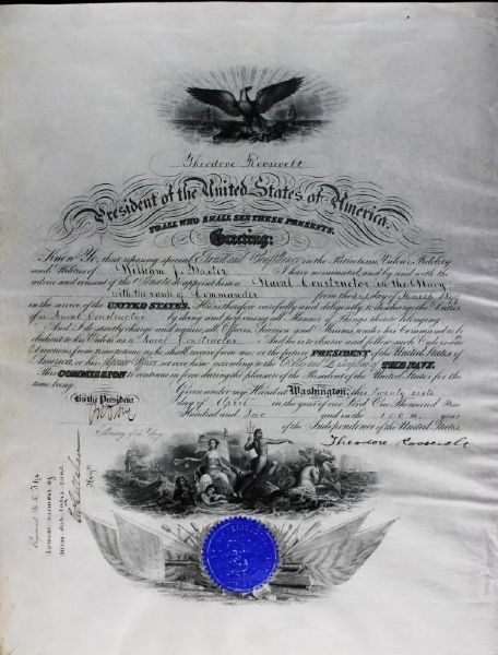 President Theodore Roosevelt Signed Ornate Presidential Military Appointment (PSA/DNA)