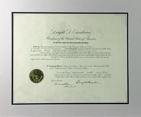 President Dwight Eisenhower Signed Presidential Military Appointment (PSA/DNA)