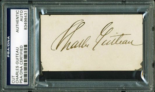 Charles Guiteau (Garfield Assassin) Signed 2" x 3.5" Sheet (PSA/DNA Encapsulated)
