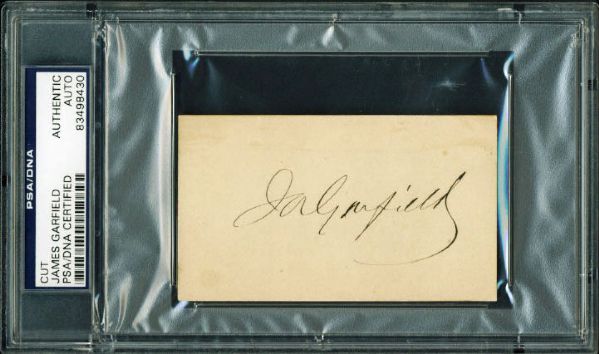 President James Garfield Signed 2.25" x 4" Card (PSA/DNA Encapsulated)