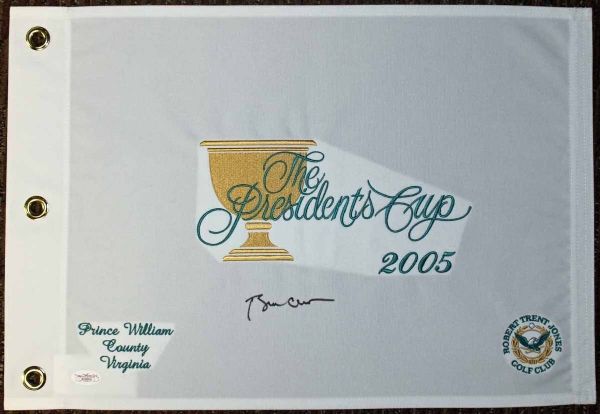 Bill Clinton Signed 2005 Presidents Cup Golf Pin Flag (JSA)