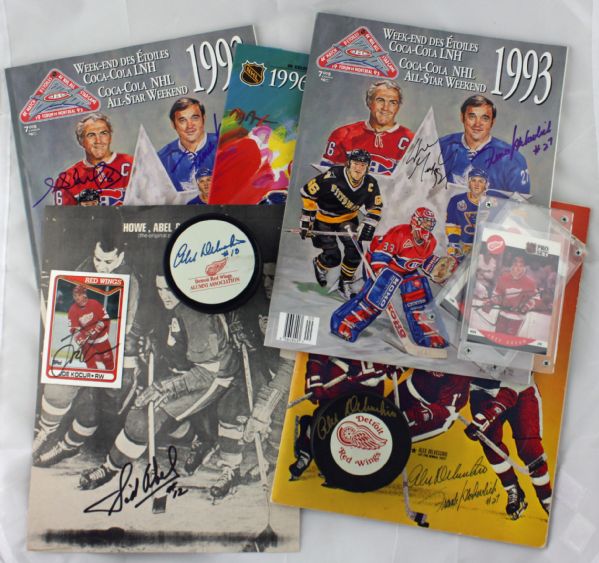 Lot of 10: Hockey Programs, Pucks & More w/ Gretzky & Others! (PSA/DNA Guaranteed)