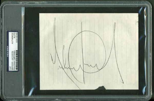 Michael Jackson LARGE 5.5" x 8" Near-Mint Signature (PSA/DNA)