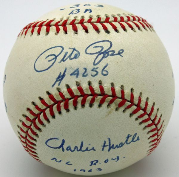 Pete Rose Limited Edition Signed ONL Stat Baseball w/ 7 Inscriptions (PSA/DNA Guaranteed)