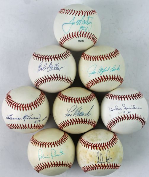 Lot of 8 Single Signed Baseballs w/ Ryan, Snider, Feller & Others! (PSA/DNA Guaranteed)