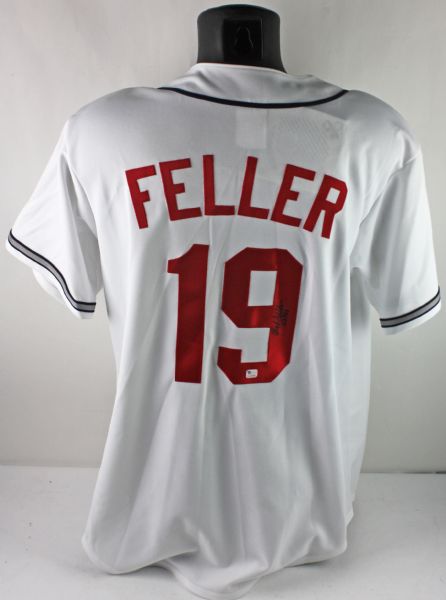 Bob Feller Signed Cleveland Indians Jersey w/ "HOF 61" Inscription (PSA/DNA Guarantee)
