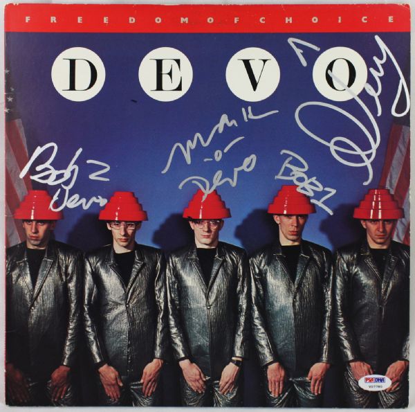 Devo Rare Group Signed "Freedom of Choice" Record Album (PSA/DNA)
