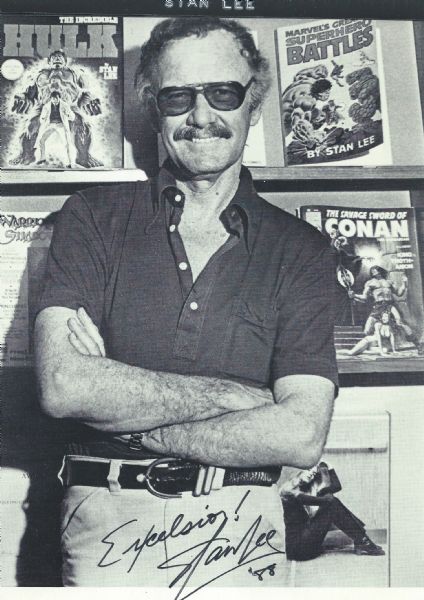 Stan Lee Vintage Signed 7" x 9" Photo w/ Rare "Excelsior!" Inscription (PSA/DNA Guarantee)