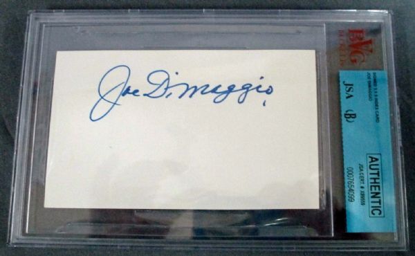 Joe DiMaggio Encapsulated Near-Mint Signed Index Card (JSA)