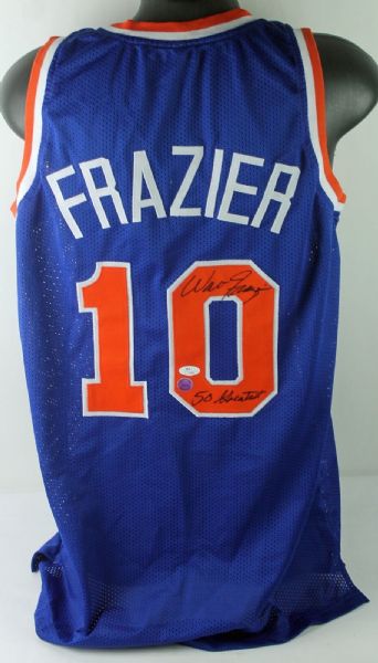 Walt Frazier Signed NY Knicks Jersey w/ "50 Greatest" Inscription (JSA)