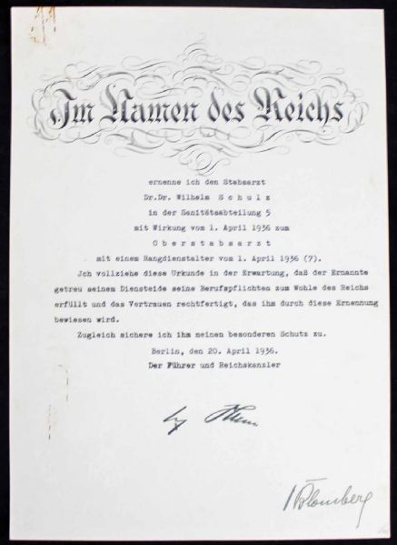 Adolf Hitler Signed 1936 Document w/ Exceptional Signature! (PSA/DNA)