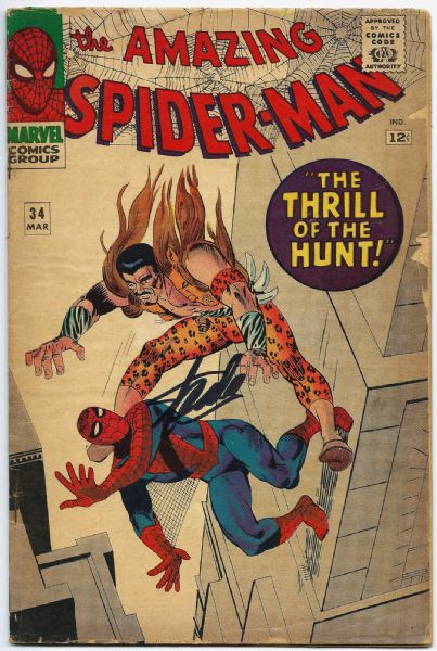 Stan Lee Rare Signed The Amazing Spider-Man #34 (1966) - PSA/DNA Graded GEM MINT 10!