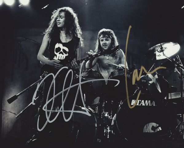 Metallica: Kirk Hamett & Lars Ulrich Dual Signed 8" x 10" Photo (PSA/DNA Guarantee)