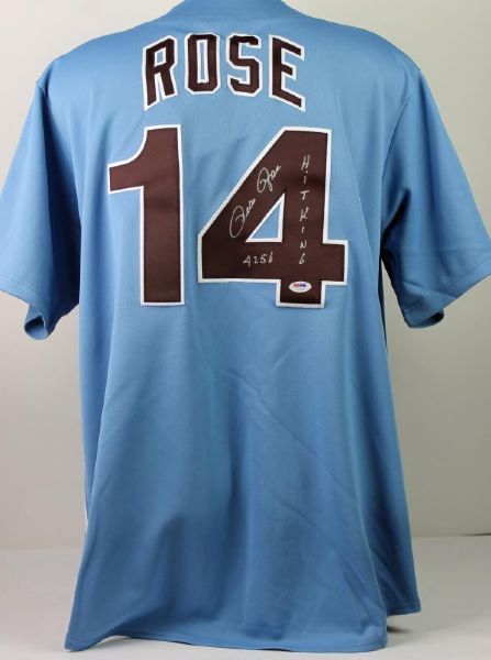 Pete Rose Signed "4256 Hit King" Inscribed Phillies Jersey (PSA/DNA)