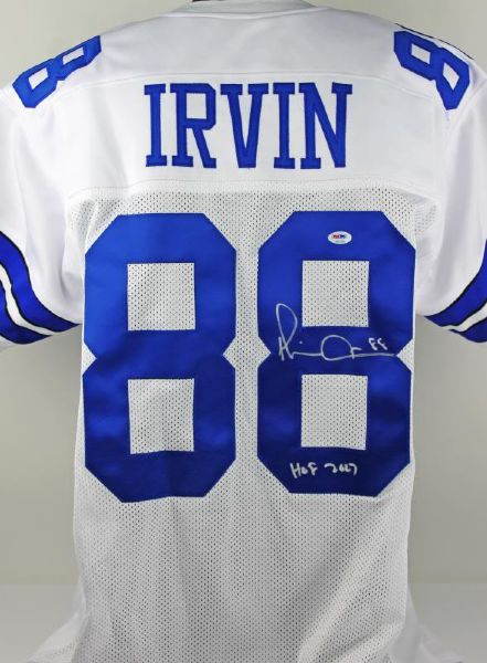 Cowboys Michael Irvin "HOF 2007" Signed White Jersey (PSA/DNA)