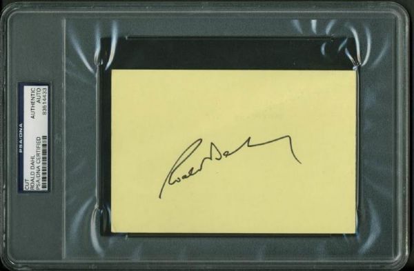 Roald Dahl Signed 4x6 Card (PSA/DNA Encapsulated)