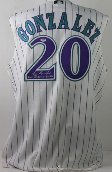 Luis Gonzalez Signed Diamondbacks Jersey "2001 WS Game 7 GW Hit" (PSA/DNA)