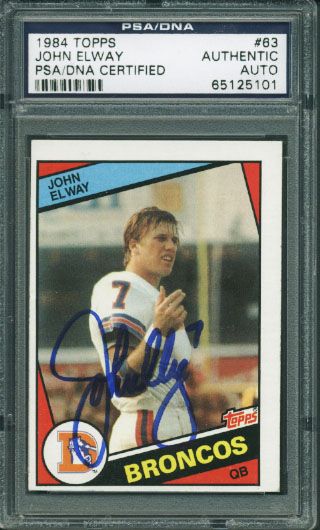 John Elway Signed 1984 Topps Rookie Football Card (PSA/DNA Encapsulated)