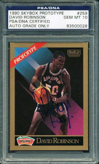David Robinson Signed 1990 Skybox Basketball Card - Graded GEM MINT 10! (PSA/DNA)