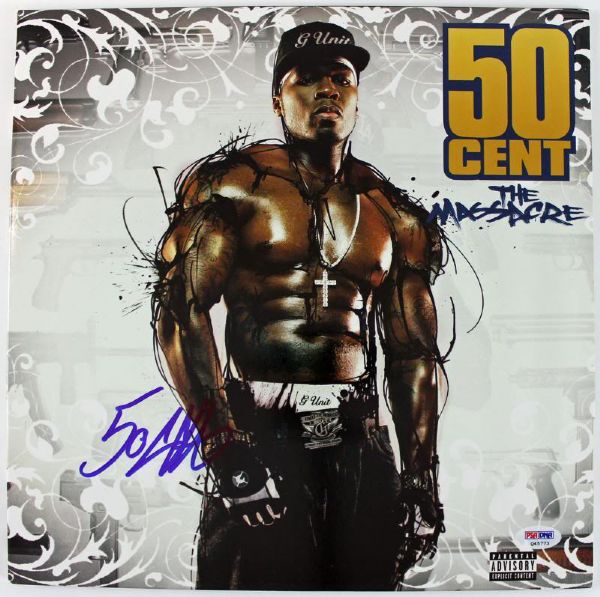 50 Cent Signed "The Massacre" Vinyl Cover - (PSA/DNA)