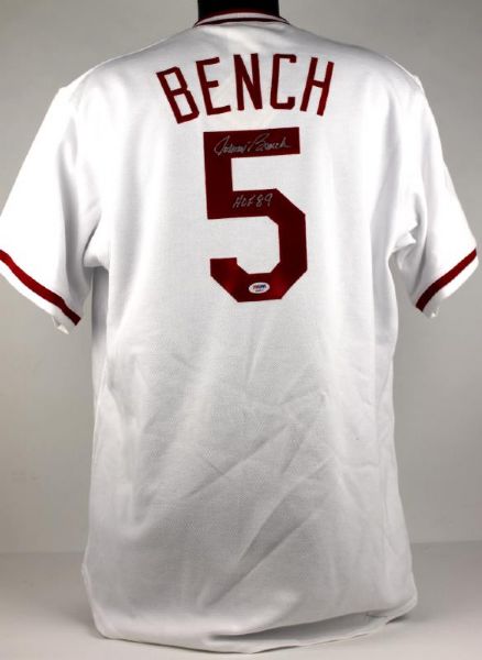 Johnny Bench "HOF 89" Signed Cincinnati Reds Baseball Jersey (PSA/DNA)