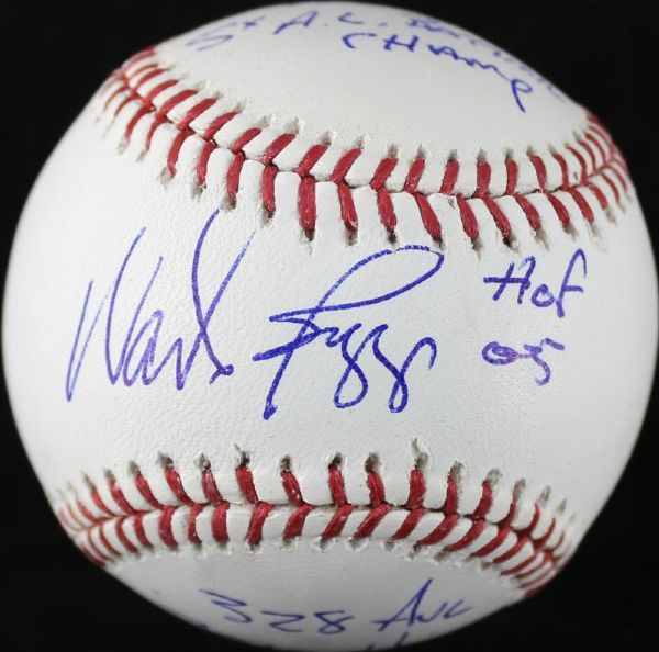 Wade Boggs Signed OML Baseball with Stats and Inscriptions - (PSA/DNA)