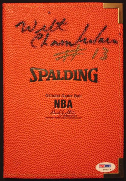 Wilt Chamberlain Unique Signed Folder Made from Spalding Leather NBA Basketball (PSA/DNA)