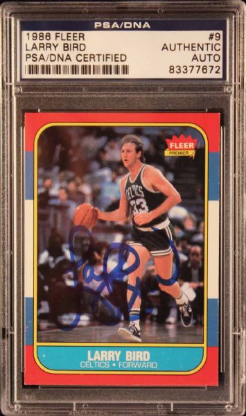 Larry Bird Signed 1986-87 Fleer Basketball Card #9 (PSA/DNA Encapsulated)
