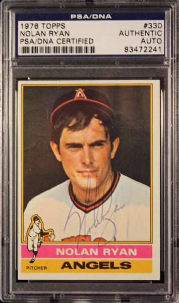 Nolan Ryan Signed 1976 Topps Baseball Card #330 (PSA/DNA Encapsulated)