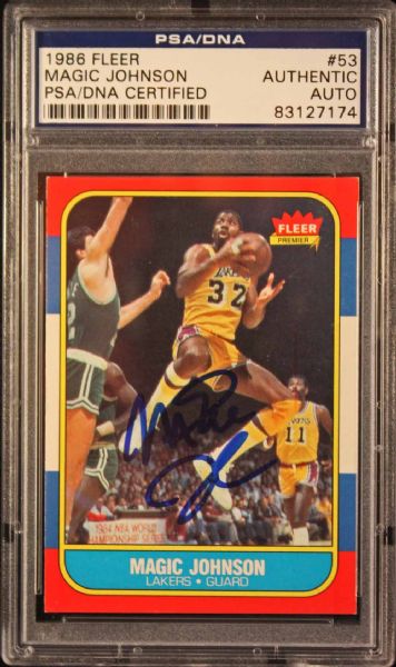Magic Johnson Signed 1986-87 Fleer Basketball Card #53 (PSA/DNA Encapsulated)