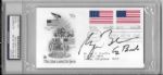 President George W. Bush & George H.W. Bush Signed 2000 FDC Cover (PSA/DNA Encapsulated)