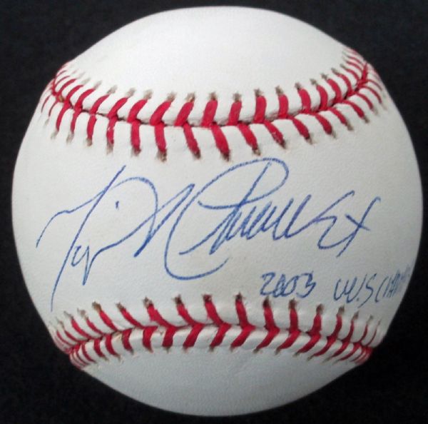 Miguel Cabrera Signed OML Baseball w/ "2003 WS Champs" Inscription (JSA)