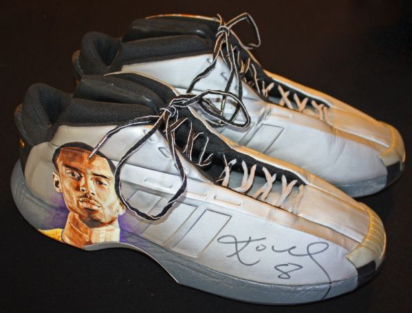 c. Late 1990s Kobe Bryant Game Worn Adidas Sneakers with Hand Painted Artwork (DC Sports)