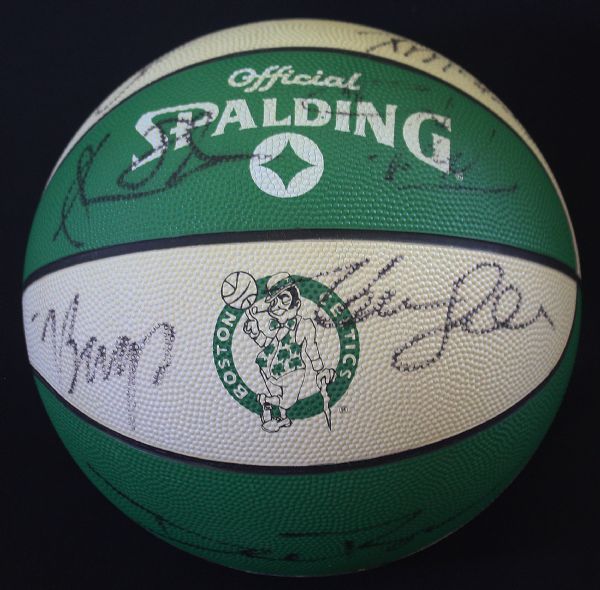 1992 Boston Celtics Team Signed Logo Basketball w/Bird, Reggie Lewis, etc. (JSA)