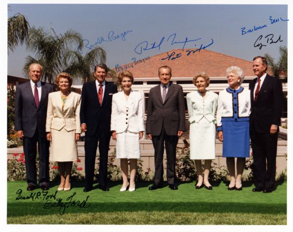 U.S. Presidents & First Ladies Impressive Multi Signed 8" x 10" Color Photo - Includes Reagans, Bushs, Carters & Fords!(PSA/DNA)