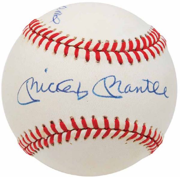 Ted Williams & Mickey Mantle Dual Signed OAL Baseball (PSA/JSA Guaranteed)