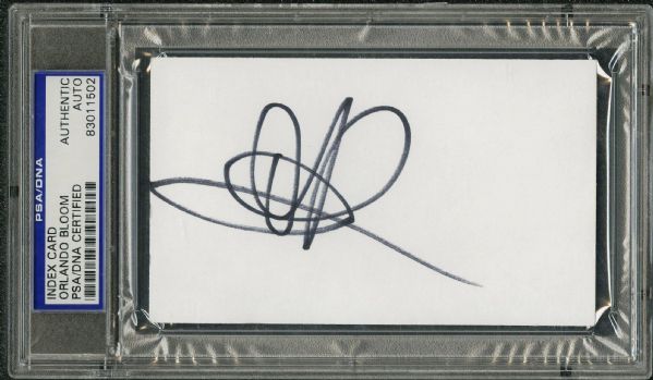 Orlando Bloom Signed 3" x 5" Index Card (PSA/DNA Encapsulated)